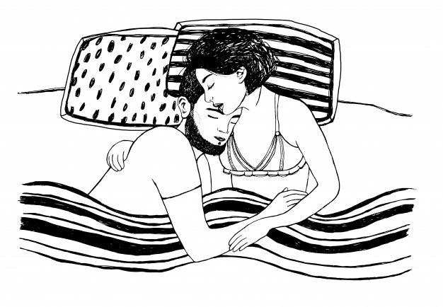 Illustration couple au lit/ Source : Freepik